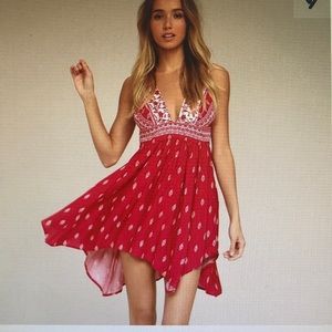 Lulus Wildwood Red Print Lace-Up Dress